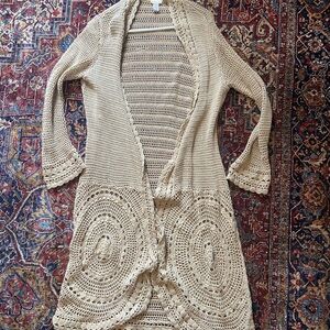 Elegant Cream Crochet Women's Sweater